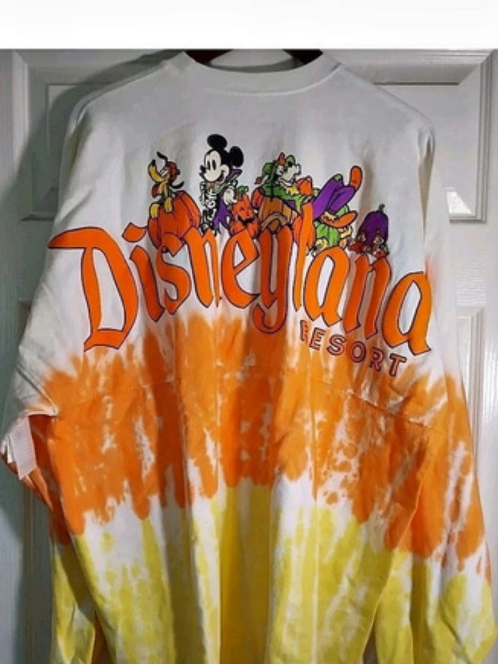 Hallowe Disneyland Spirit Jersey Tie-Dye Long Sleeve in Orange & Yellow Like New
